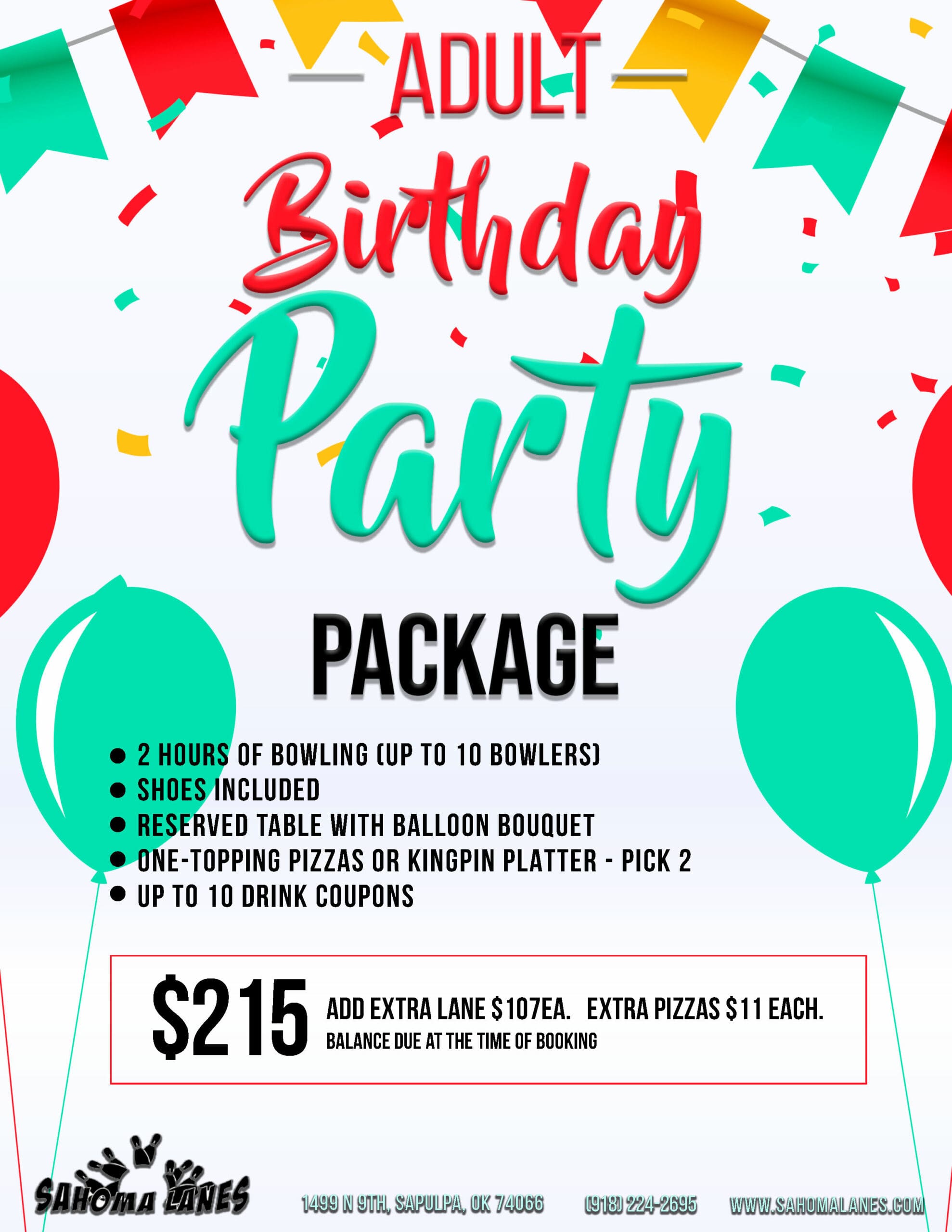 Adult Birthday Parties Party Ideas Sahoma Lanes Sapulpa OK
