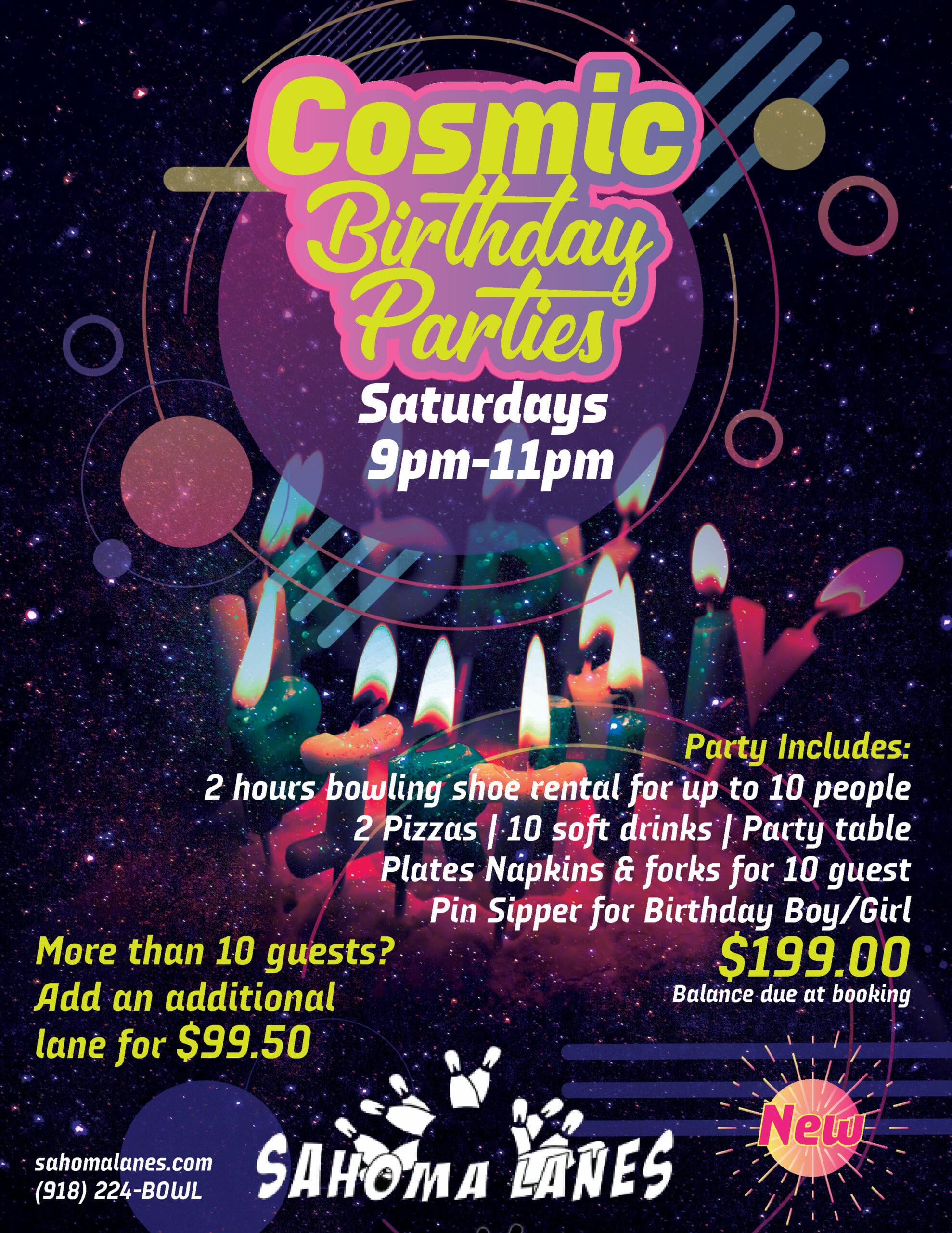 Sahoma Lanes Cosmic Birthday Party Package