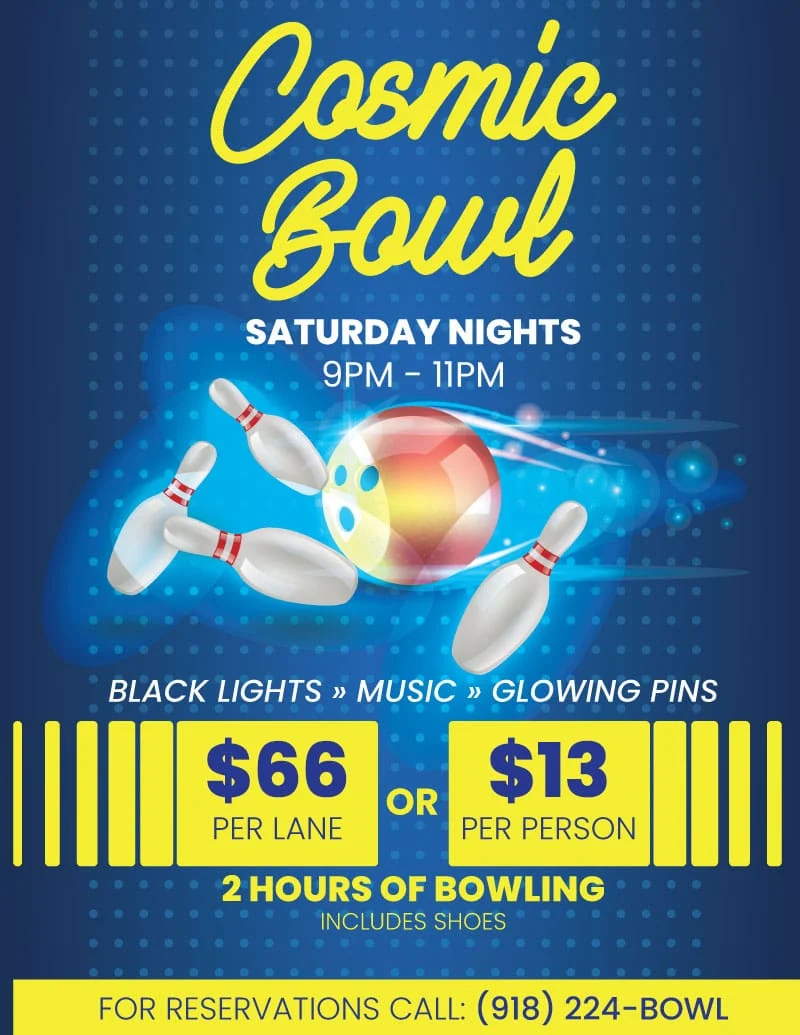 Sahoma Lanes Cosmic Bowl — Every Saturday Night 9–11pm