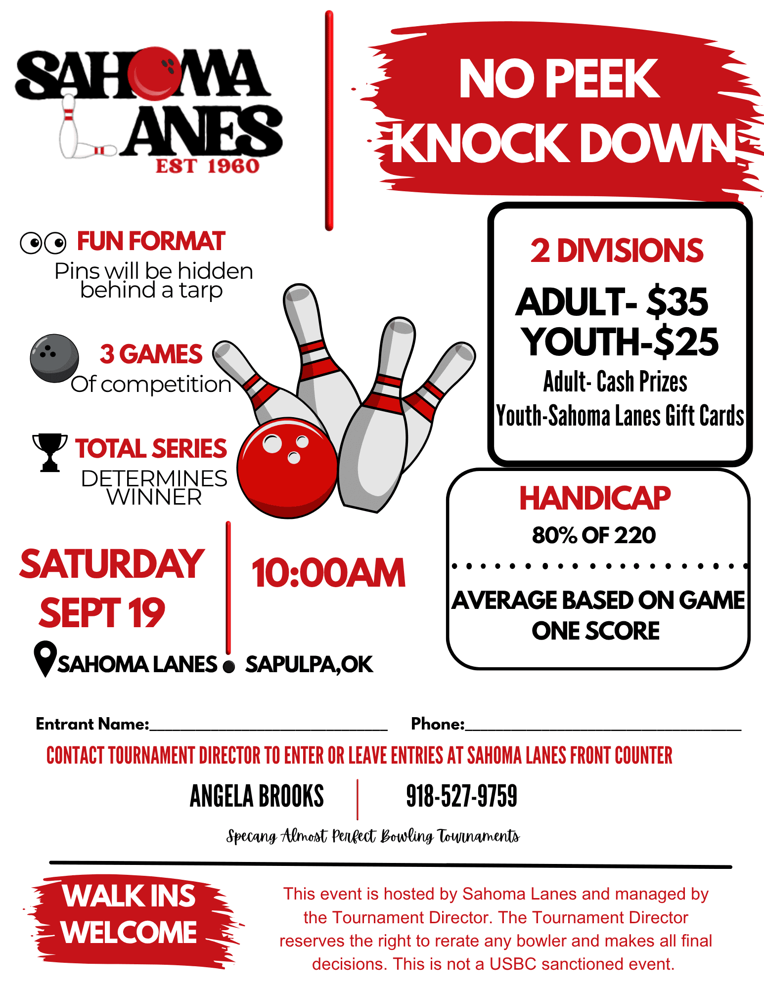 No Peek Knock Down Tournament flyer