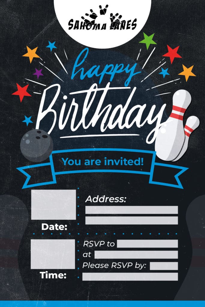 Sahoma Lanes Birthday Party Invitation — printable
