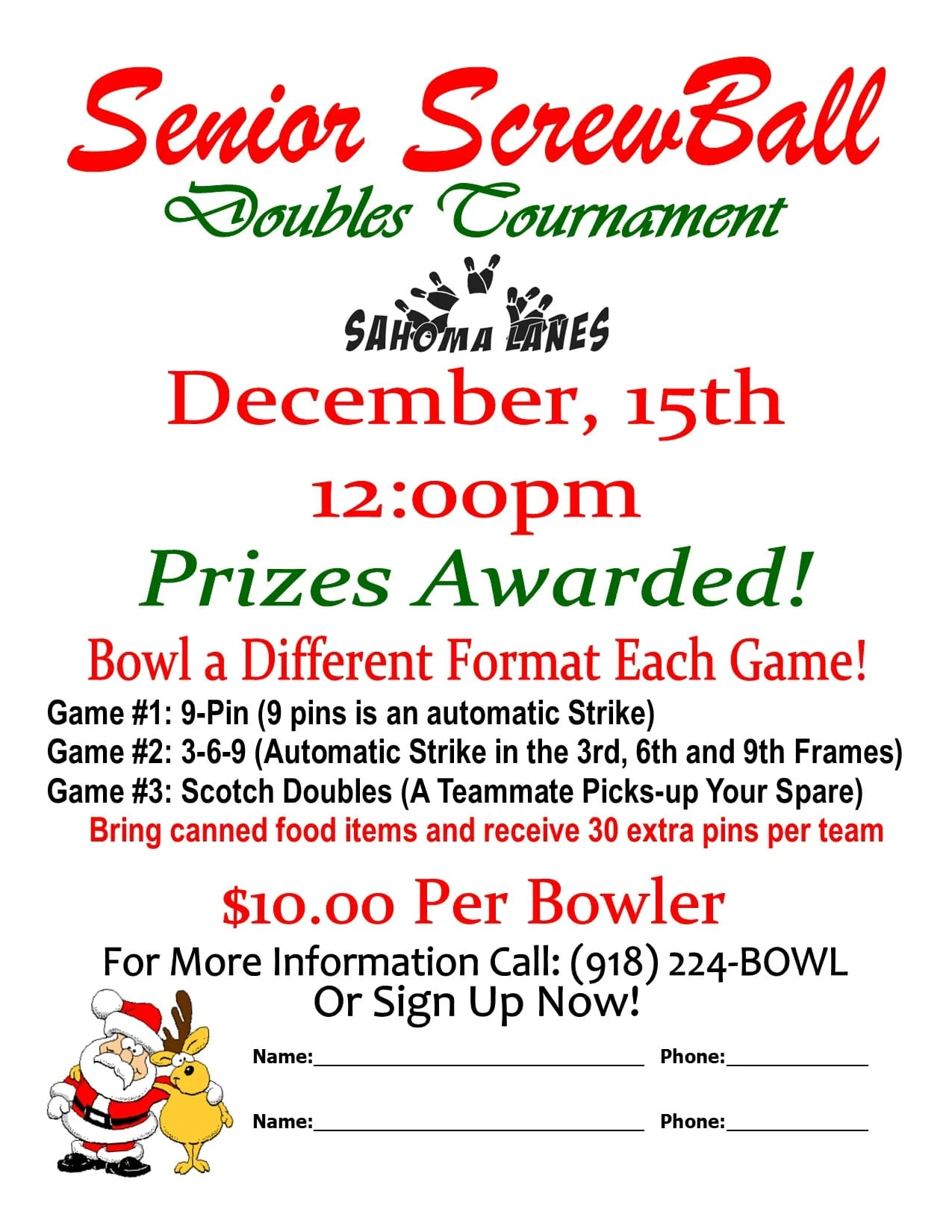 Senior ScrewBall Doubles Tournament flyer