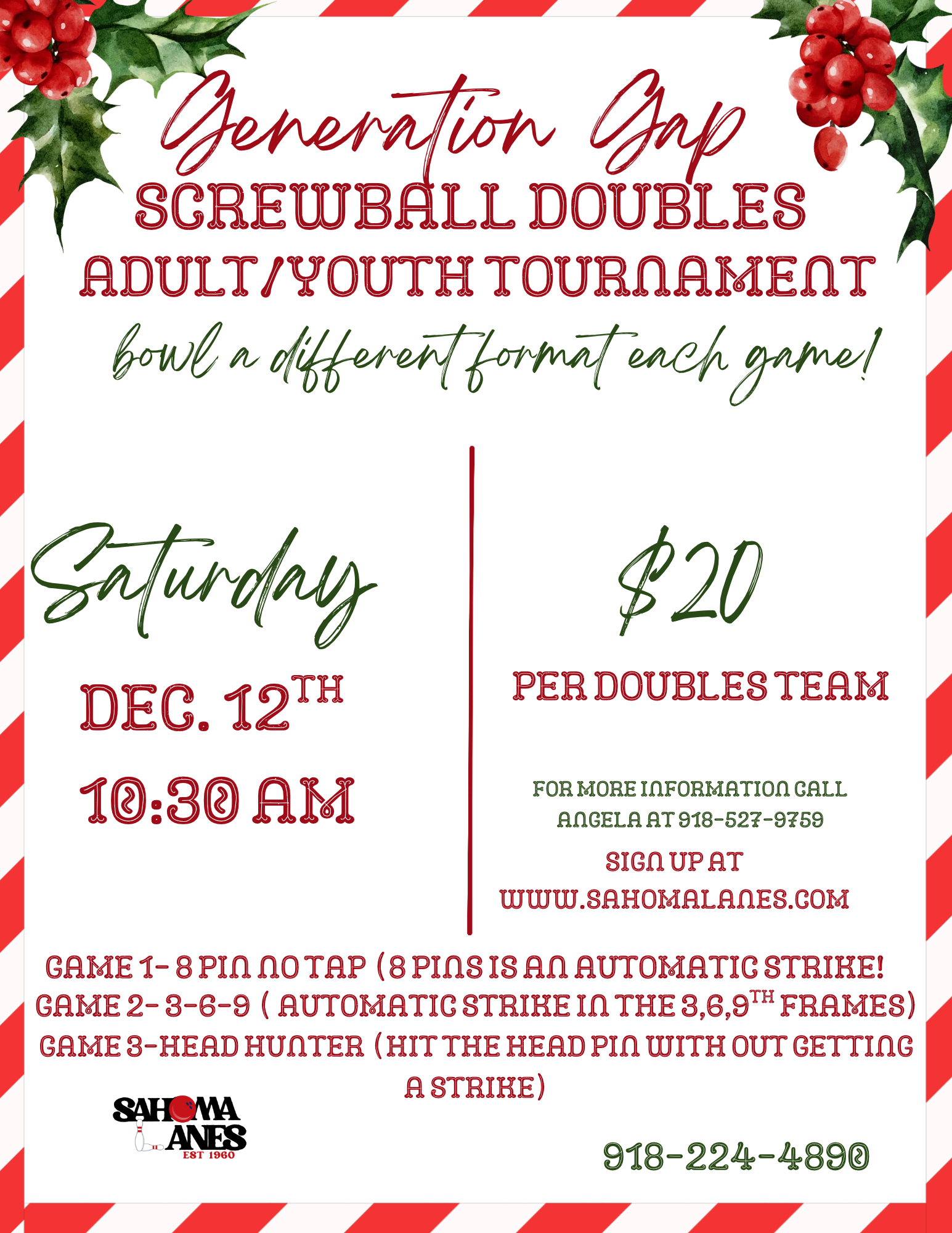 Generation Gap Screwball Doubles Adult/Youth Tournament flyer